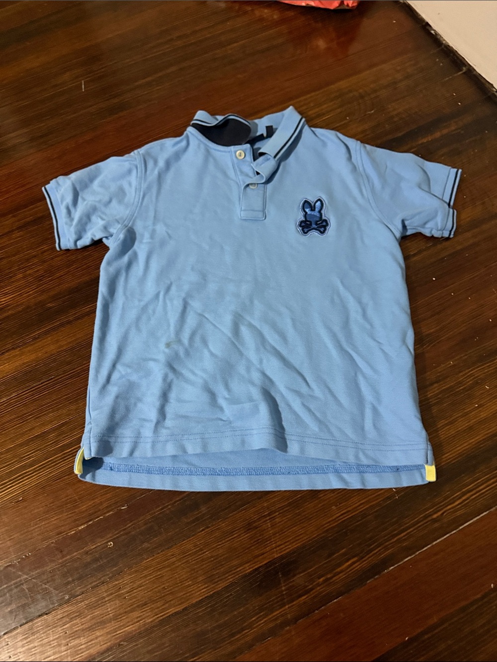 Psycho Bunny Light Blue Polo with Navy Trim and Embroidered Bunny